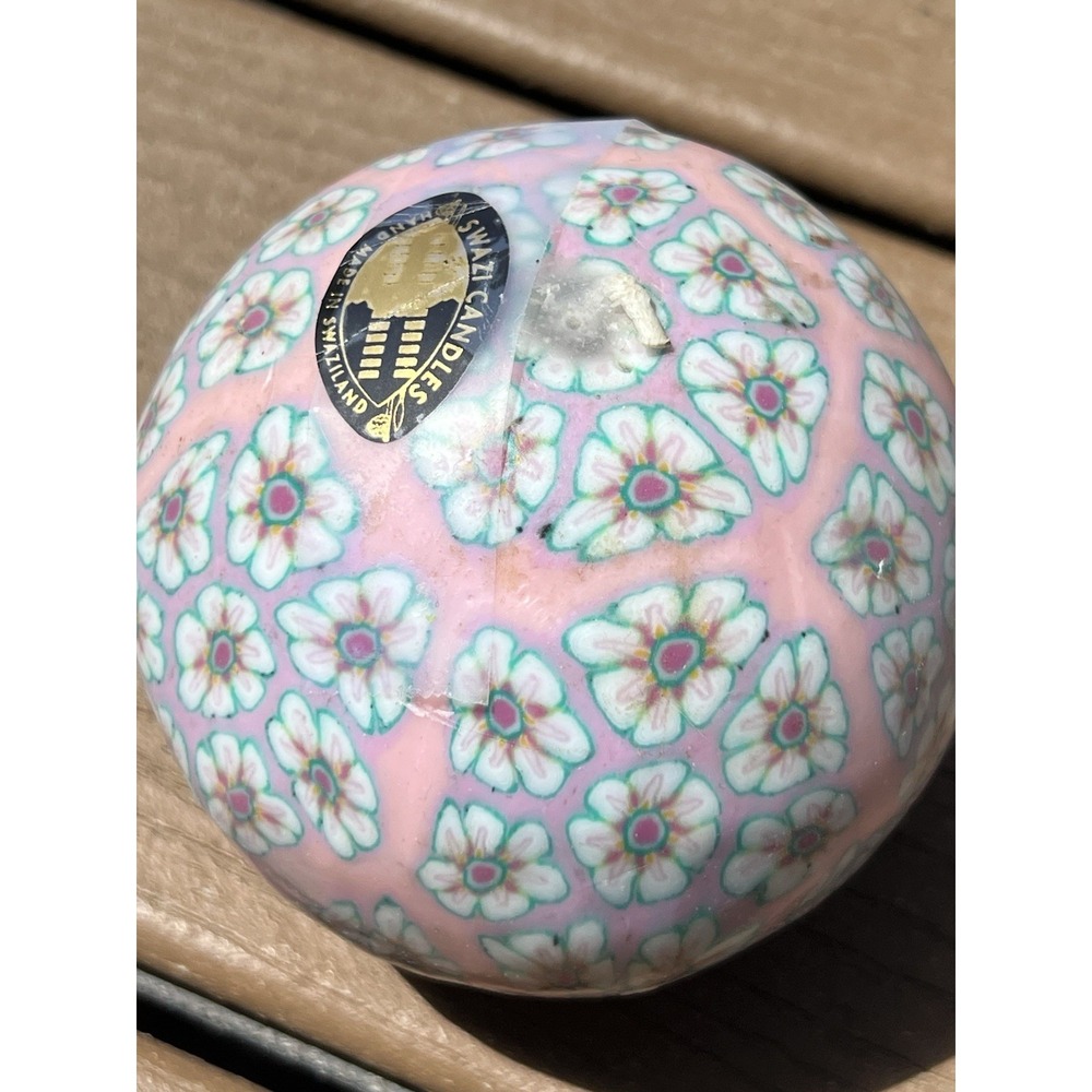 Swazi Candle Round Ball 3" Handmade Swaziland‎ Africa Floral Baby Swazi New BoHo